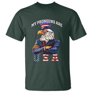 Funny 4th Of July T Shirt My Pronouns USA Eagle American TS09 Dark Forest Green Print Your Wear