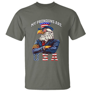 Funny 4th Of July T Shirt My Pronouns USA Eagle American TS09 Military Green Print Your Wear