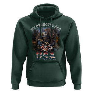 Funny 4th Of July Hoodie My Pronouns USA Eagle American TS09 Dark Forest Green Print Your Wear