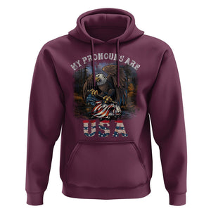 Funny 4th Of July Hoodie My Pronouns USA Eagle American TS09 Maroon Print Your Wear