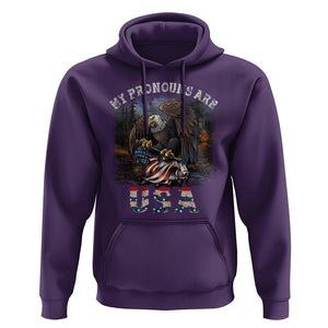 Funny 4th Of July Hoodie My Pronouns USA Eagle American TS09 Purple Print Your Wear