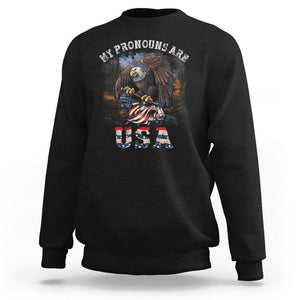 Funny 4th Of July Sweatshirt My Pronouns USA Eagle American TS09 Black Print Your Wear