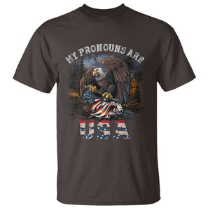 Funny 4th Of July T Shirt My Pronouns USA Eagle American TS09 Dark Chocolate Print Your Wear