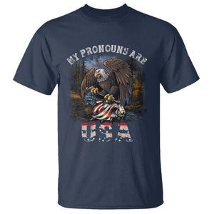 Funny 4th Of July T Shirt My Pronouns USA Eagle American TS09 Navy Print Your Wear