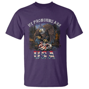 Funny 4th Of July T Shirt My Pronouns USA Eagle American TS09 Purple Print Your Wear