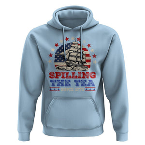 Funny 4th Of July Hoodie Spilling The Tea Since 1773 TS09 Light Blue Print Your Wear