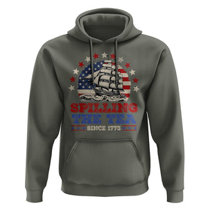 Funny 4th Of July Hoodie Spilling The Tea Since 1773 TS09 Military Green Print Your Wear