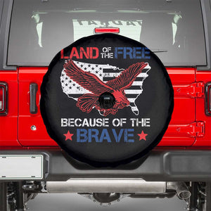 American Patriotic Spare Tire Cover Land Of The Free Because Of The Brave TS09 Black Print Your Wear