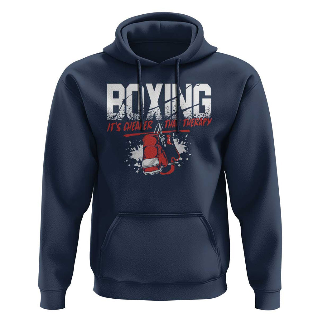 Boxing Cheaper Than Therapy Hoodie TS09 Navy Print Your Wear