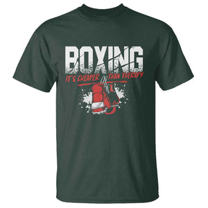 Boxing Cheaper Than Therapy T Shirt TS09 Dark Forest Green Print Your Wear