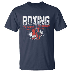 Boxing Cheaper Than Therapy T Shirt TS09 Navy Print Your Wear