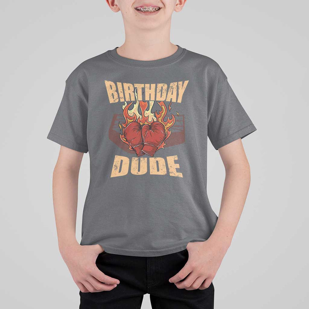 Birthday Dude Boxing Player T Shirt For Kid TS09 Charcoal Print Your Wear