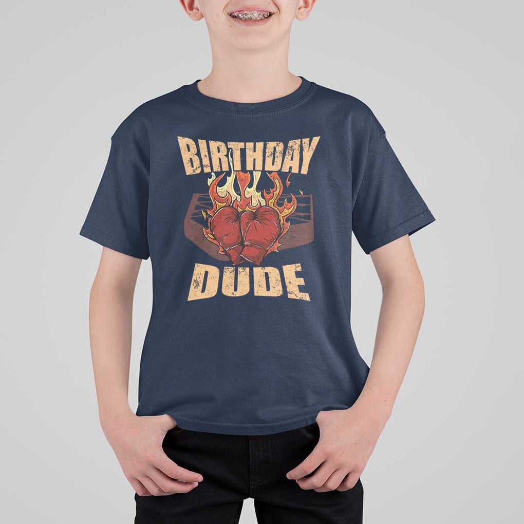 Birthday Dude Boxing Player T Shirt For Kid TS09 Navy Print Your Wear