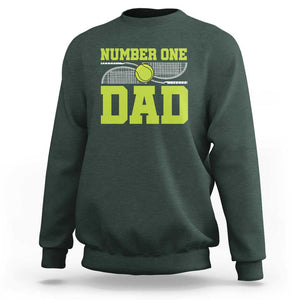 Funny Number One Tennis Dad Sweatshirt TS09 Dark Forest Green Print Your Wear