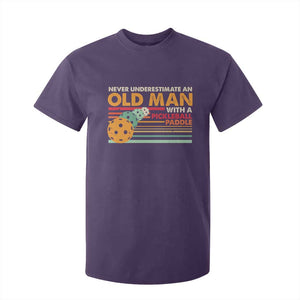 Funny Pickleball T Shirt For Kid Never Underestimate An Old Man With A Pickleball Paddle TS09 Purple Print Your Wear