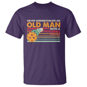 Funny Pickleball T Shirt Never Underestimate An Old Man With A Pickleball Paddle TS09 Purple Print Your Wear