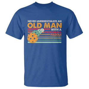 Funny Pickleball T Shirt Never Underestimate An Old Man With A Pickleball Paddle TS09 Royal Blue Print Your Wear