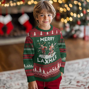 Xmas Lacrosse Ugly Christmas Sweater Merry LAXMAS Santa Reindeer Lacrosse Player TS09 Christmas Print Your Wear