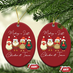 Funny Xmas Farmer Christmas Ornament Making A List Chicken It Twice TS09 Oval Red Print Your Wear