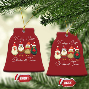 Funny Xmas Farmer Christmas Ornament Making A List Chicken It Twice TS09 Bell Flake Red Print Your Wear