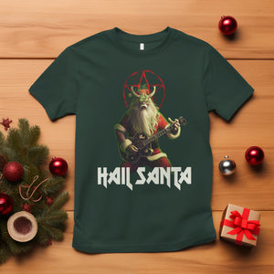 Hail Santa Sleigher Heavy Metal Ugly Christmas T Shirt TS09 Dark Forest Green Printyourwear