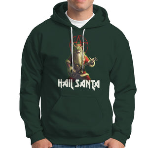 Hail Santa Sleigher Heavy Metal Ugly Christmas Hoodie TS09 Dark Forest Green Printyourwear