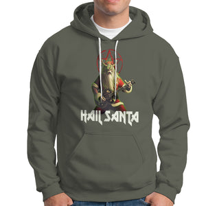 Hail Santa Sleigher Heavy Metal Ugly Christmas Hoodie TS09 Military Green Printyourwear