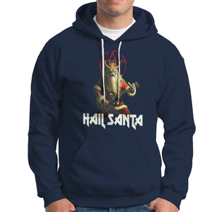 Hail Santa Sleigher Heavy Metal Ugly Christmas Hoodie TS09 Navy Printyourwear