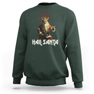 Hail Santa Sleigher Heavy Metal Ugly Christmas Sweatshirt TS09 Dark Forest Green Printyourwear