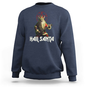 Hail Santa Sleigher Heavy Metal Ugly Christmas Sweatshirt TS09 Navy Printyourwear