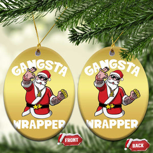 Gangsta Wrapper Funny Xmas Santa Hip Hop Christmas Ornament TS09 Oval Gold Print Your Wear