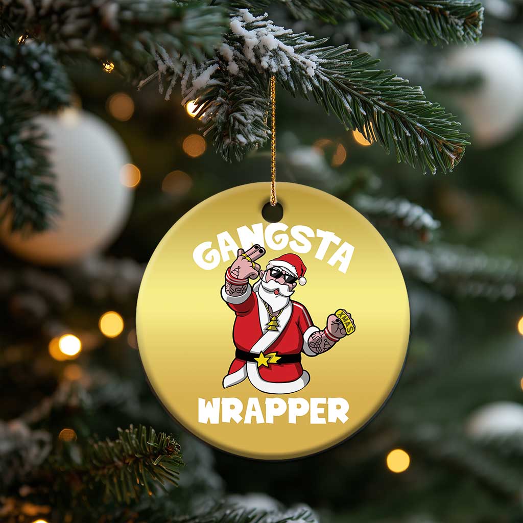 Gangsta Wrapper Funny Xmas Santa Hip Hop Christmas Ornament TS09 Print Your Wear