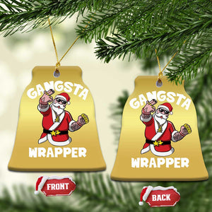 Gangsta Wrapper Funny Xmas Santa Hip Hop Christmas Ornament TS09 Bell Flake Gold Print Your Wear