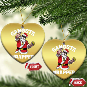 Gangsta Wrapper Funny Xmas Santa Hip Hop Christmas Ornament TS09 Heart Gold Print Your Wear