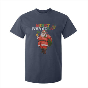 Christmas T Shirt For Kid Merry Kwanzaa African American Santa TS09 Navy Printyourwear