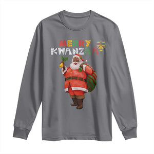 African American Xmas Merry Kwanzaa Santa Long Sleeve Shirt TS09 Charcoal Print Your Wear