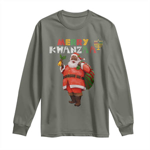 African American Xmas Merry Kwanzaa Santa Long Sleeve Shirt TS09 Military Green Print Your Wear