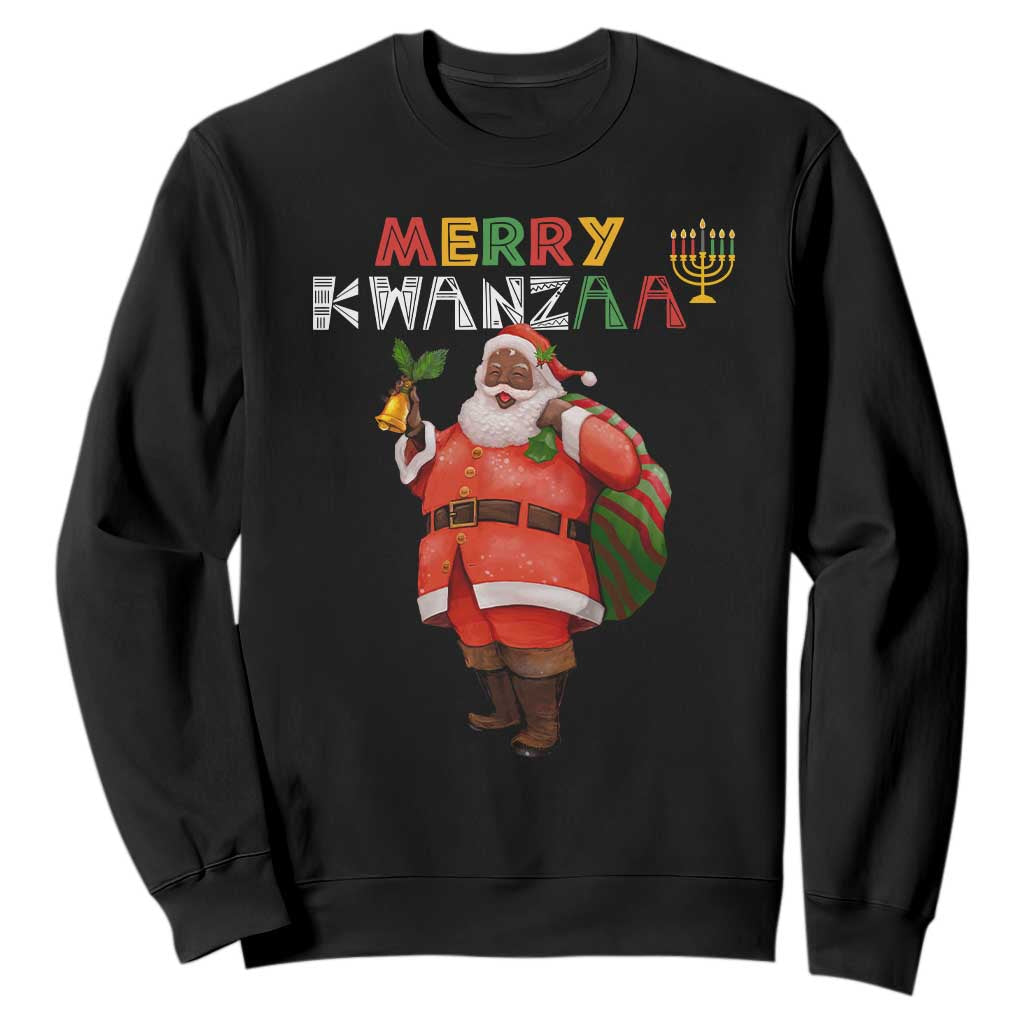 Christmas Sweatshirt Merry Kwanzaa African American Santa TS09 Black Printyourwear