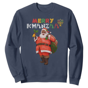 Christmas Sweatshirt Merry Kwanzaa African American Santa TS09 Navy Printyourwear