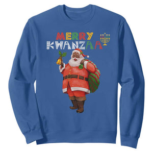 Christmas Sweatshirt Merry Kwanzaa African American Santa TS09 Royal Blue Printyourwear