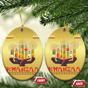 Happy Kwanzaa African American Xmas Christmas Ornament TS09 Oval Gold Print Your Wear