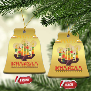 Happy Kwanzaa African American Xmas Christmas Ornament TS09 Bell Flake Gold Print Your Wear