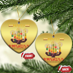 Happy Kwanzaa African American Xmas Christmas Ornament TS09 Heart Gold Print Your Wear