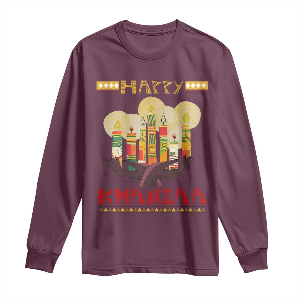 African American Xmas Happy Kwanzaa Long Sleeve Shirt TS09 Maroon Print Your Wear