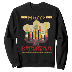 Christmas Sweatshirt Happy Kwanzaa African American Candles TS09 Black Printyourwear