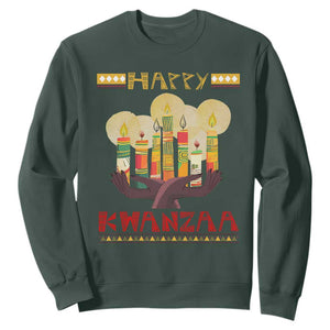 Christmas Sweatshirt Happy Kwanzaa African American Candles TS09 Dark Forest Green Printyourwear