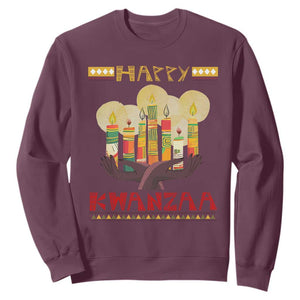 Christmas Sweatshirt Happy Kwanzaa African American Candles TS09 Maroon Printyourwear