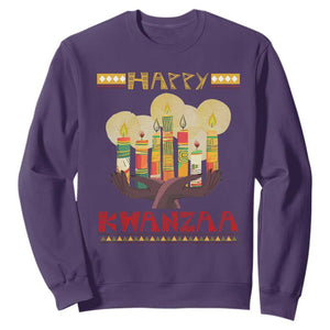 Christmas Sweatshirt Happy Kwanzaa African American Candles TS09 Purple Printyourwear