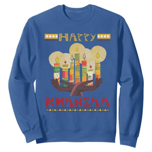 Christmas Sweatshirt Happy Kwanzaa African American Candles TS09 Royal Blue Printyourwear