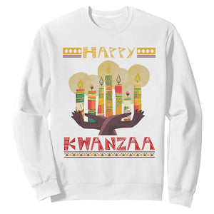 Christmas Sweatshirt Happy Kwanzaa African American Candles TS09 White Printyourwear